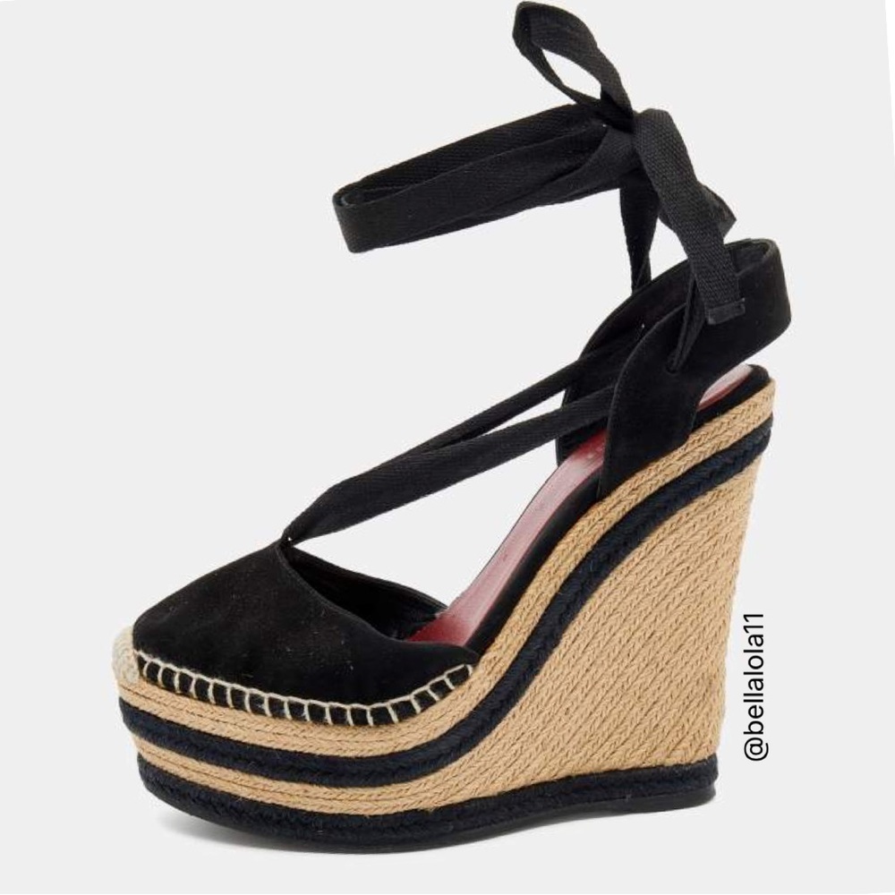 AUTHENTIC GUCCI BLACK SUEDE WEDGES - Picture 7 of 7